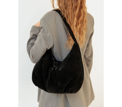 Жіноча шкіряна сумка «Монга» чорна WeLassie