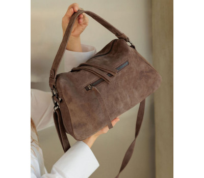 Сумка жіноча шкіряна «Фрея» сіра WeLassie