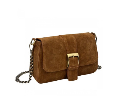 Кросбоді замшеве коричневе з ланцюжком Firenze Italy F-IT-012C