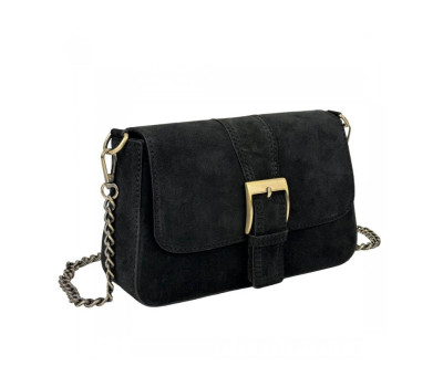 Кросбоді замшеве чорне з ланцюжком Firenze Italy F-IT-012A