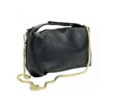 Кросбоді чорне шкіряне м'яке Firenze Italy F-IT-86102A