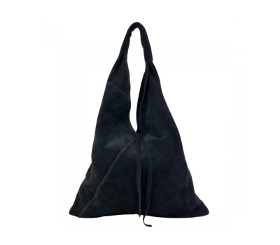 Сумка-шопер чорна замшева велика Firenze Italy F-IT-7625A-D