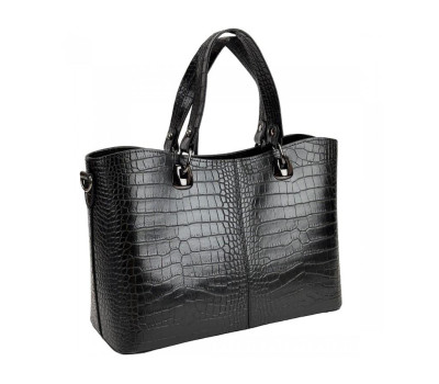 Чорна шкіряна жіноча сумка середніх розмірів Firenze Italy F-IT-5454A-CR