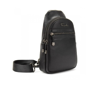 Шкіряний чоловічий чорний слінг через плече Tavinchi TV-SM8-830A