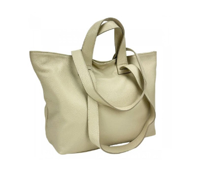 Жіночий шкіряний шоппер молочного кольору Firenze Italy F-IT-7615WB