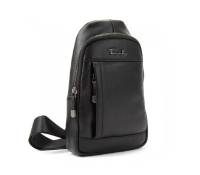 Чоловічий шкіряний чорний слінг на плече Tavinchi TV-827A
