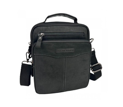 Мессенджер в шкірі нубук чорний Ruff Ryder RR-9130-1A