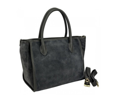 Шоппер темно-сірий замшевий Firenze Italy F-IT-7685DG