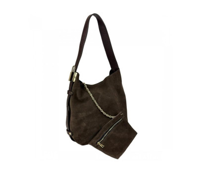 Жіноча замшева сумка темно-коричнева Firenze Italy F-IT-3010DB