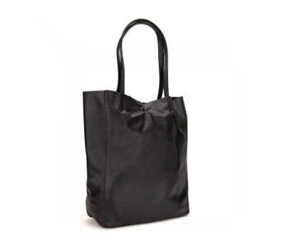 Жіноча шкіряна сумка чорний шоппер Firenze Italy F-IT-7622AM