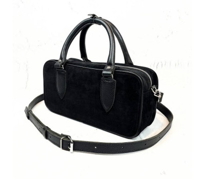 Сумка жіноча "Бріджит" натуральна шкіра,чорна,замша