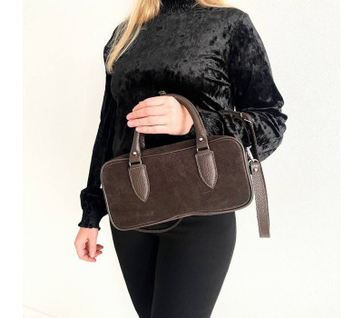 Сумка жіноча "Бріджит" натуральна шкіра,коричнева,замша