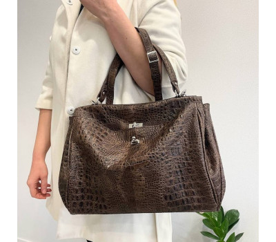 Сумка жіноча "Діана" натуральна шкіра, коричнева під крокодила