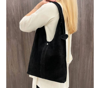 Сумка жіноча "Лінда" натуральна шкіра, чорний  замша