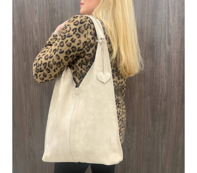 Сумка жіноча "Лінда" натуральна шкіра, слонова кістка замша