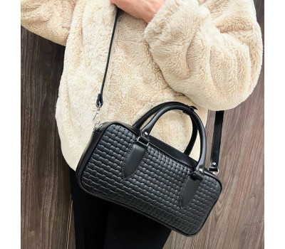 Сумка жіноча "Бріджит" натуральна шкіра, чорний , тиснення венетто