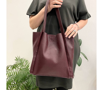 Сумка жіноча "ДОЛЬЧЕ" натуральна шкіра, бургунді флотар