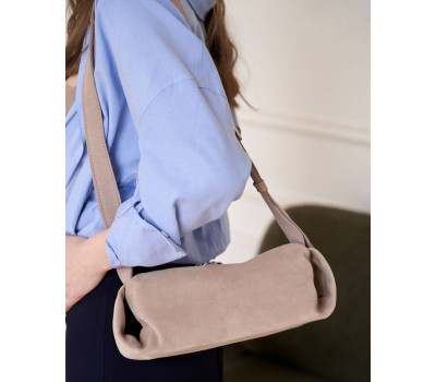 Шкіряна замшева жіноча сумка «Мей» бежева WeLassie