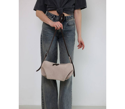 Шкіряна замшева жіноча сумка «Шеррі» бежева WeLassie