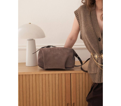 Шкіряна замшева жіноча сумка «Шеррі» капучино WeLassie