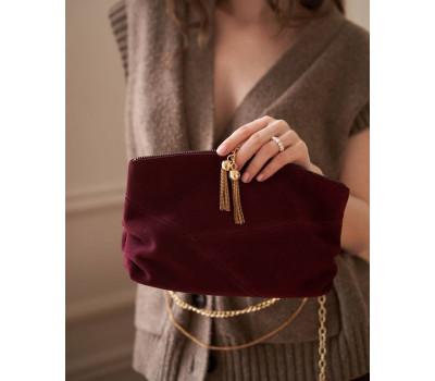 Шкіряна жіноча косметичка «Нонна» бургунді WeLassie