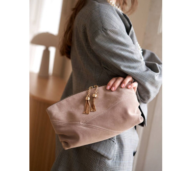 Шкіряна жіноча косметичка «Нонна» бежева WeLassie