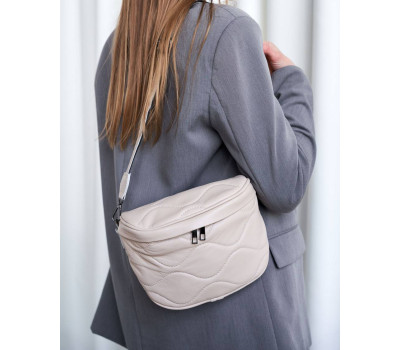 Шкіряна сумка «Пеги» бежева WeLassie