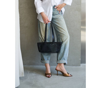 Шкіряна жіноча сумка «Алисия» чорна сітка WeLassie