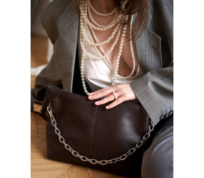 Шкіряна замшева жіноча сумка «Селена»  шоколадна WeLassie
