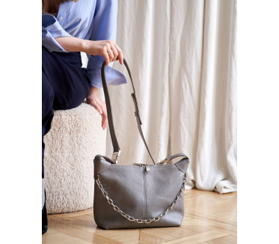 Шкіряна замшева жіноча сумка «Селена»  сіра WeLassie