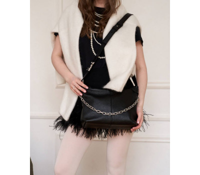 Шкіряна замшева жіноча сумка «Селена» чорна WeLassie