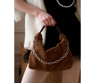 Шкіряна замшева жіноча сумка «Селена» коньячна WeLassie