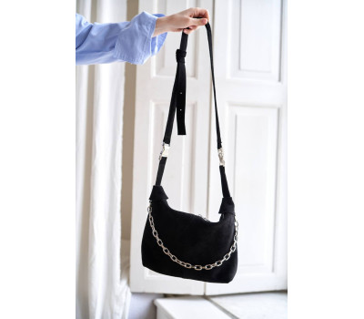 Шкіряна замшева жіноча сумка «Селена» чорна WeLassie