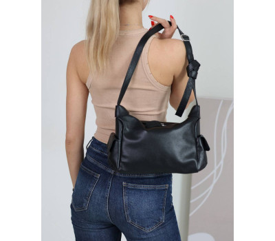 Шкіряна жіноча сумка «Глорія» чорна WeLassie
