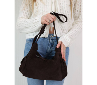 Шкіряна замшева жіноча сумка «Глорія» шоколадна WeLassie