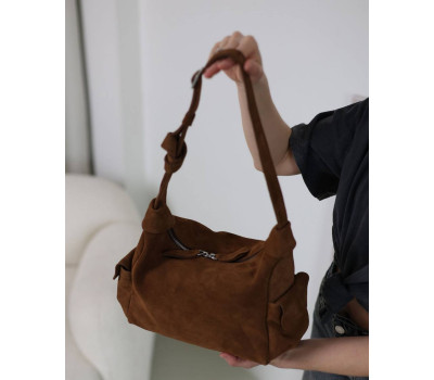 Шкіряна замшева жіноча сумка «Глорія» карамельна WeLassie