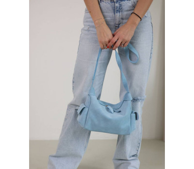 Шкіряна замшева жіноча сумка «Глорія» блакитна WeLassie