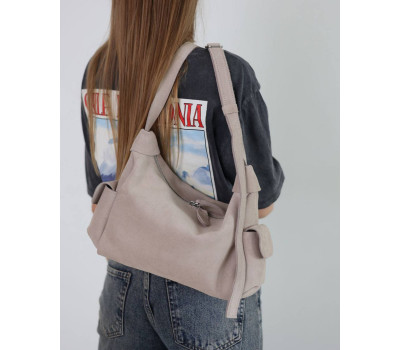 Шкіряна замшева жіноча сумка «Глорія» бежева WeLassie