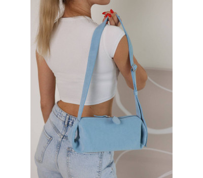 Шкіряна замшева жіноча сумка «Мей» блакитна WeLassie