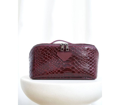 Жіноча косметичка «Паула» бордова кобра WeLassie