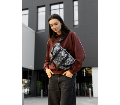 Велика жіноча поясна сумка бананка Sambag DynamicDart тканева принт "Cube"