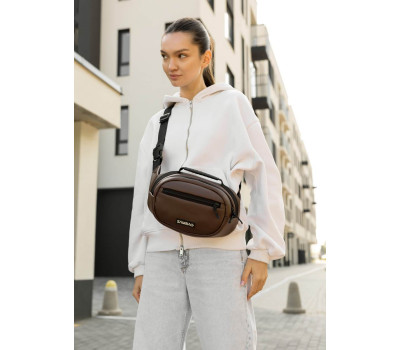Сумка через плече жіноча бананка Sambag Flex шоколад