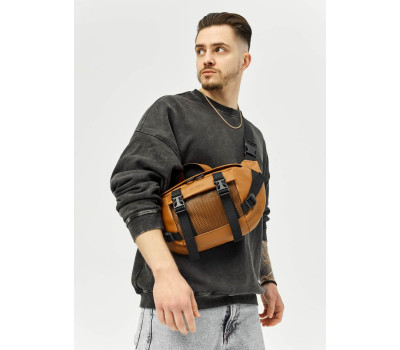 Велика шкіряна чоловіча поясна сумка бананка Sambag DynamicDart руда