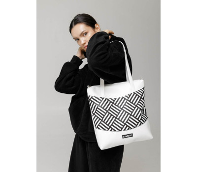 Сумка Sambag Shoper NOVA біла з принтом "StriQ"