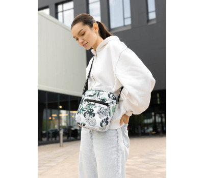Жіноча сумка через плече месенджер Sambag Makros принт "Leaves"