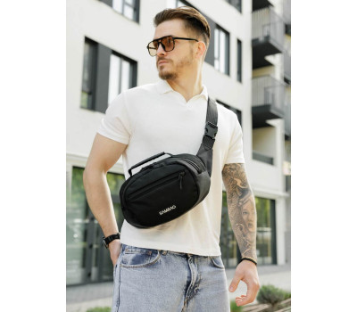 Сумка через плече бананка Sambag Flex чорна тканева