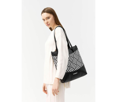 Сумка Sambag Shoper NOVA чорна з принтом "StriQ"