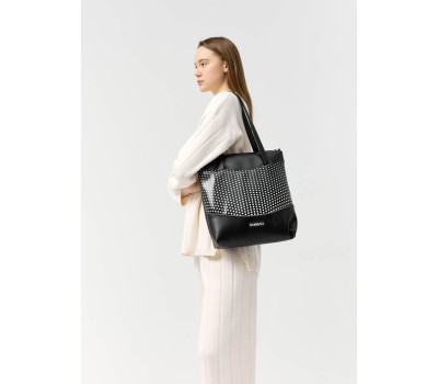 Сумка Sambag Shoper NOVA чорна з принтом "Dots"