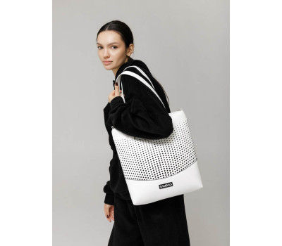 Сумка Sambag Shoper NOVA біла з принтом "Dots"