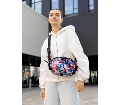 Сумка через плече жіноча бананка Sambag Flex Pro принт "Flowers""